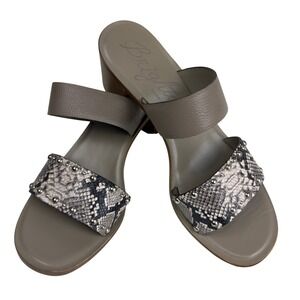 Brighton Thrill Snakeskin Studded Leather Block Heel Sandals Womens Size 8.5